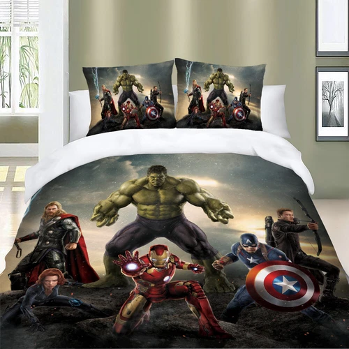 3D The Avengers Duvet Cover Set Hulk Bedding Set Single Double King Pillow cases - Picture 3 of 8
