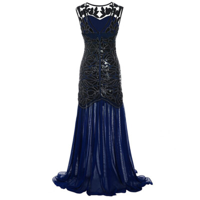 Formal Wedding Bridesmaid Women Sequins Long Dresses Vintage 1920s Evening  Gown | eBay