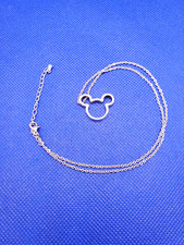 Disney Mickey Mouse Silhouette Dainty Ears Silver Plated Necklace
