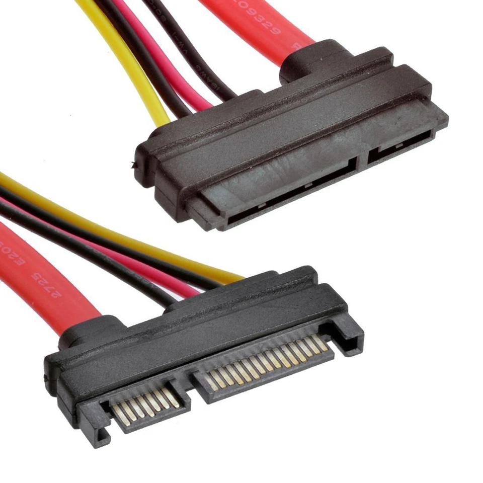 12 Inch Male to Female 7+15 Pin SATA Data HDD Power Combo Extend Extension Cord - Image 2 of 4