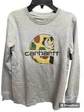 Carhartt Kid's Original  Fit Long Sleeve T-Shirt TK6351 Multi Sizes Heather Grey