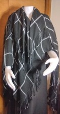 Shawl Wrap Poncho Open Front with Button Cape One Size Cover Up Fringed Frescesc