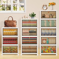 NEW Folding Storage Box Stackable Case Cabinet Closet Home Organizer on Wheels