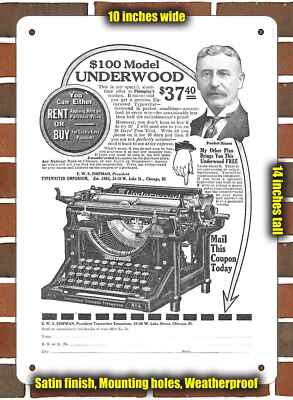 Metal Sign - 1917 Underwood Typewriters- 10x14 inches