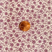1 YD Small Print Floral Fabric Purple Ecru Quilting Cotton