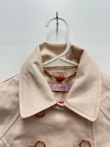 Girls Pink Marrian Flared Trench Coat Ted Baker London Double Breast Size Medium - Picture 2 of 9