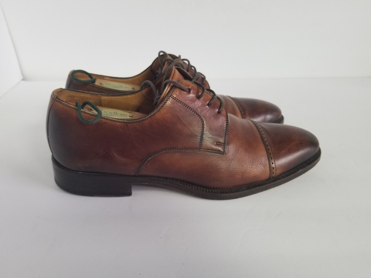 Magnanni Brown Burnished Cap Toe Lace Up Dress Shoes Size 12 13147 Made In Spain Magnanni 13147 Brown Burnished Cap Toe Oxford Lace Up Men main image 3