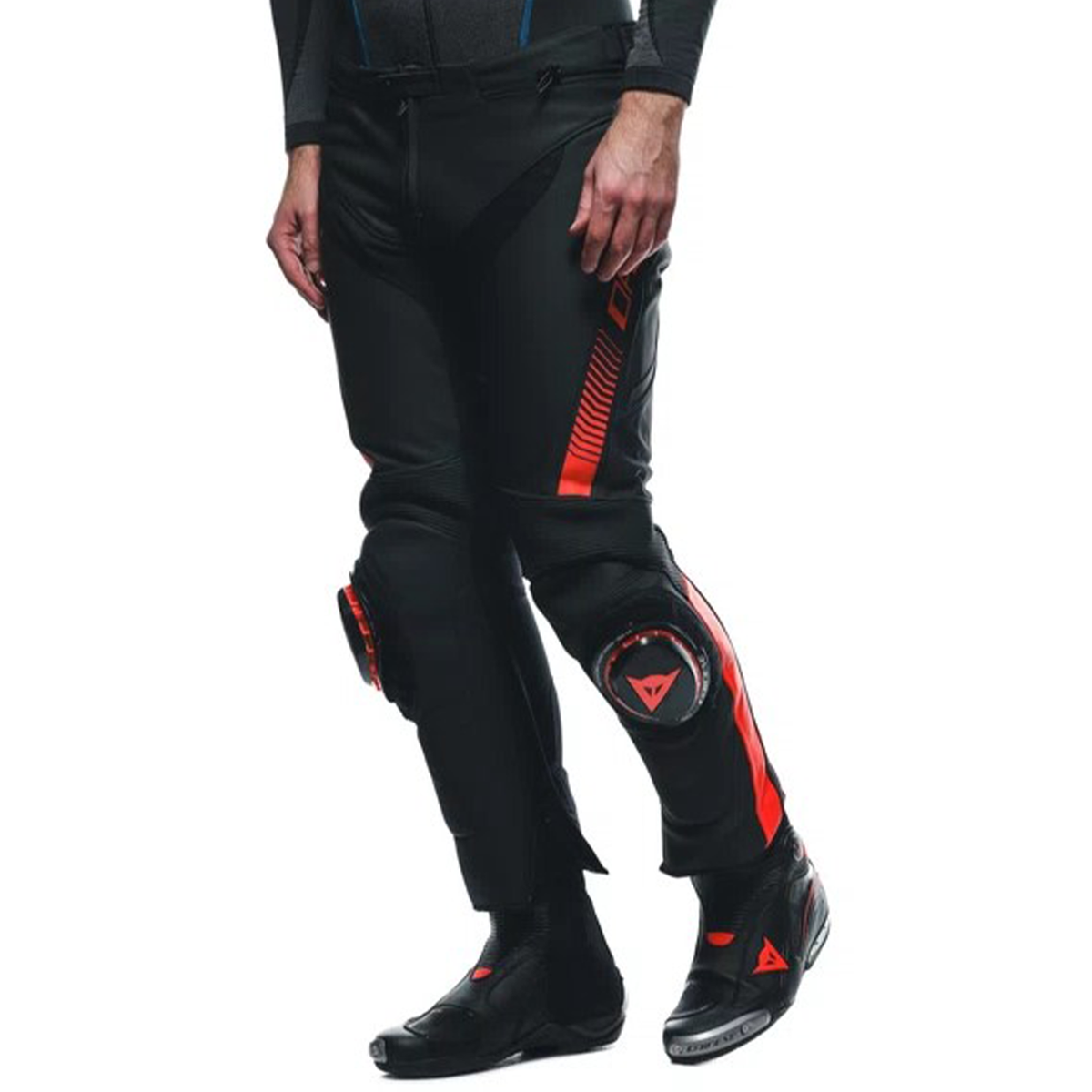 Dainese Super Speed Leather Regular Pants - Black/Flo Red (628