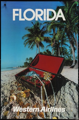 Western Airlines Florida Original Travel Poster 25" x 39" (1978)