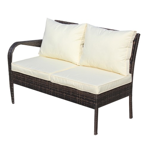 4 Piece Patio Sectional Wicker Rattan Outdoor Furniture Sofa Set w Storage Box - Picture 21 of 24
