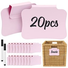 20PCS Plastic Basket Labels Clip On Removable Basket Bin Labels Pink-20pcs