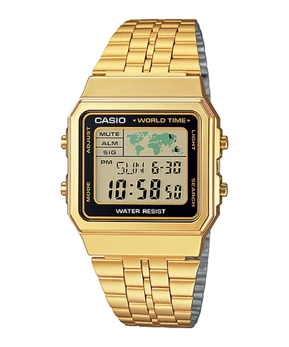 Casio A500WA-1/7 A500WGA-1/7/9 Digitaluhr silber/goldfarben Edelstahl - Bild 6 von 7