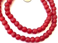 8mm Made in Ghana Krobo Red recycled Glass African trade Beads-Ghana