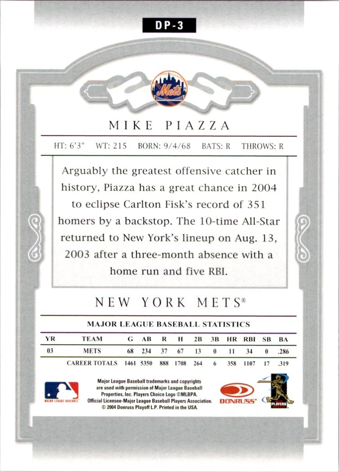 2004 National Trading Card Day #DP3 Mike Piazza - Image 2 of 2