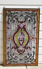 20.5" x 34.75" Tiffany Style stained glass window panel hanging glass panel