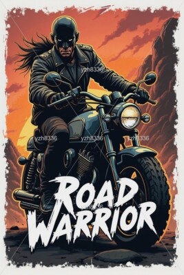 Road Warrior Sticker - Intense Biker Design - Zink Print