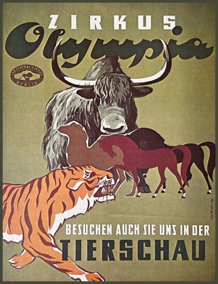10365.Decor Poster.Room wall art interior design.Tierschau Olympia Circus tiger