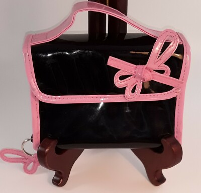 Girl/Ladies Tween Purse Clutch Bag Black Pink Faux Patent Leather Holiday Gift