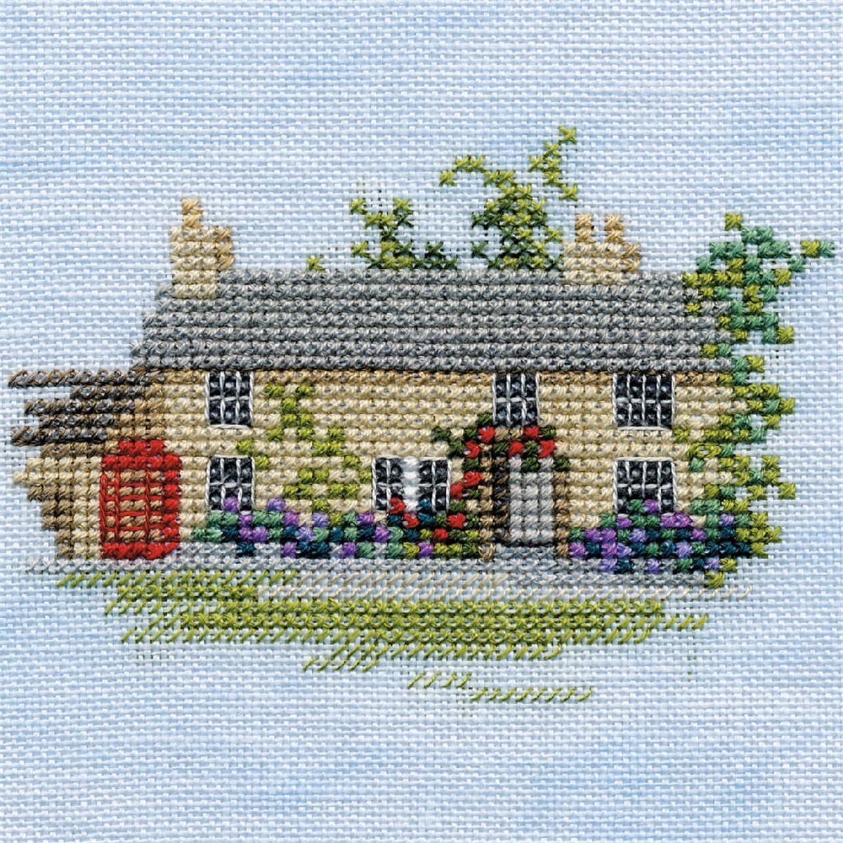 Bothy Threads counted cross stitch Kit ""Minuets - Rose Cottage "", 10x10cm, DWMIN