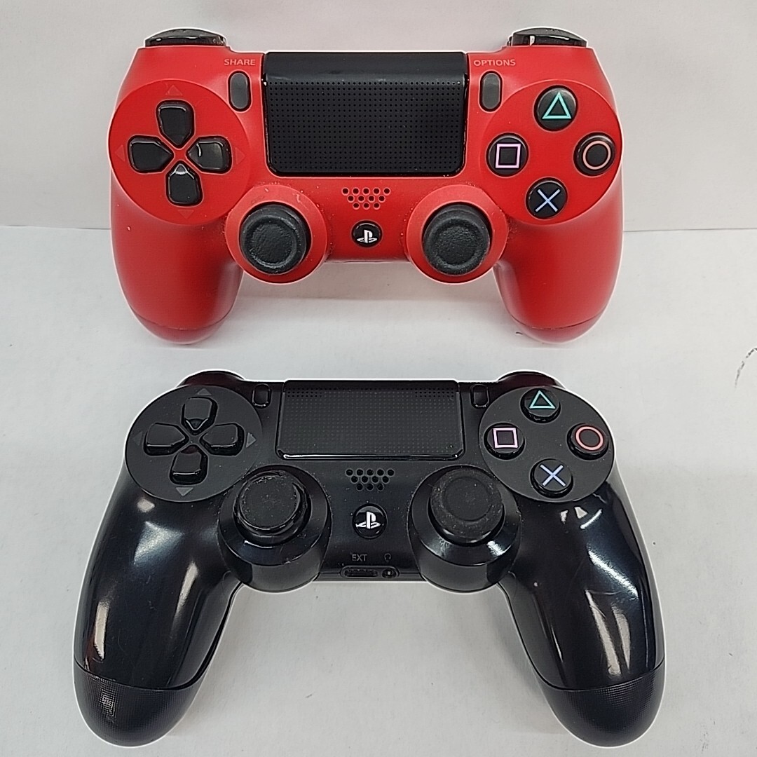 LOT of 2 Sony PlayStation 4 Controllers OEM - Red / Black Wireless - UNTESTED