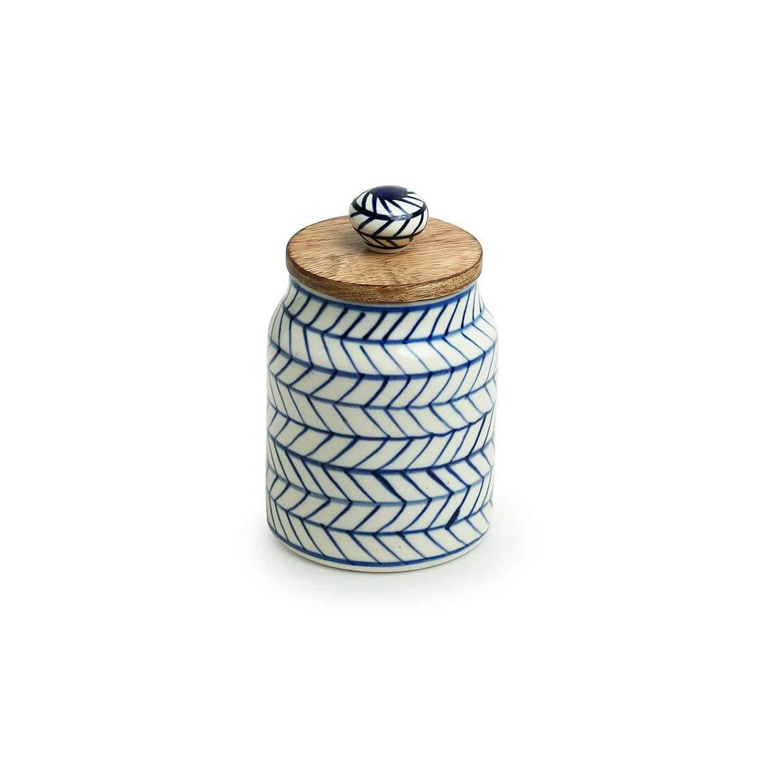 ExclusiveLane Indigo Chevron Ceramic Handpainted Jar With Wooden Lid
Opens in a new window or tab