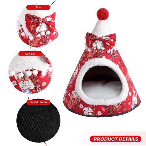 Cojín extraíble para casa de tienda cubierta cerrada cama cueva gato mascota para gatos cachorro - Imagen 6 de 11