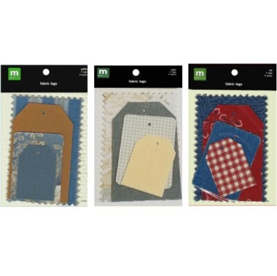 MAKING MEMORIES PATTERNED FABRIC TAGS 4 STYLES - GRIFFIN - ROY - ROBIN Crafts