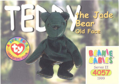 TY Beanie Babies BBOC Card - Series 2 Common - TEDDY JADE OLD FACE BEAR - NM/M