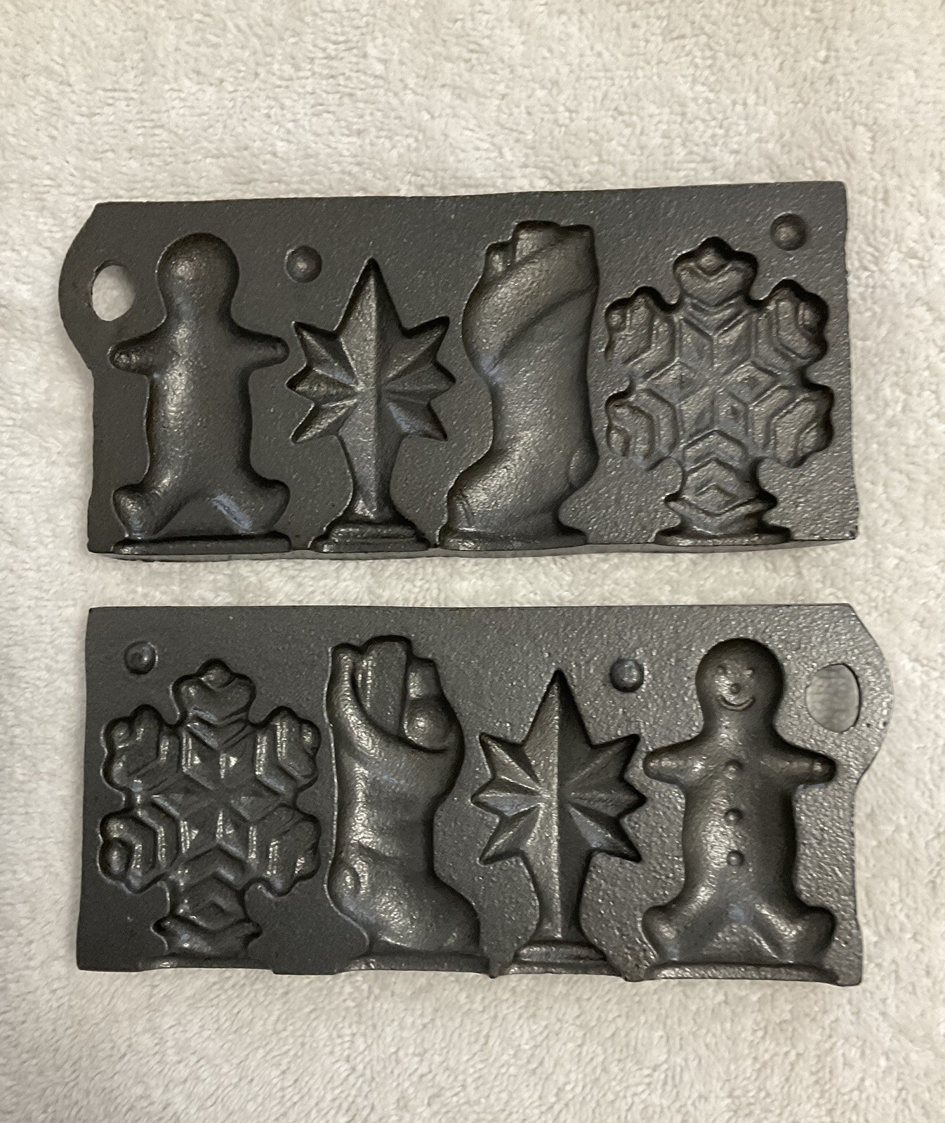 Lot 2 John Wright Cast Iron Candy Molds Christmas Bear Star Snowflake