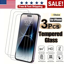 3X Tempered Glass Screen Protector For iPhone 15 14 13 12 11 Pro Max XS XR 8 LOT