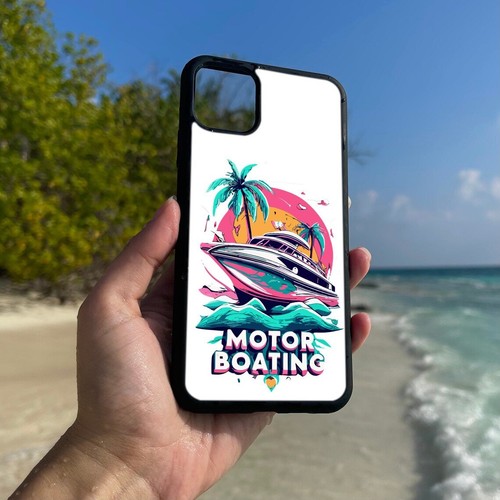Hard Black Cover born to motor boating For Apple iPhone 12 13 14 15 16 - Picture 7 of 25