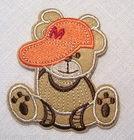 EMBROIDERED PATCH PATCH heat adhesive - BEE BEAR CAP orange ** 7 x 8 cm **