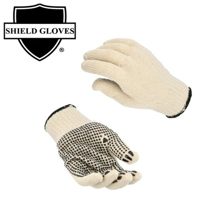SHIPPINGSUPPLIESBYMAIL Cotton/Polyester Blend PVC Dot Knit Gloves for Men Single-Sided, 240 Pairs Large