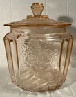 Vintage Pink Mayfair Open Rose Depression Glass COOKIE JAR w/ Chipped Lid