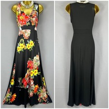 Ruiyige black multi floral sleevelsss long maxi occasion dress size 12