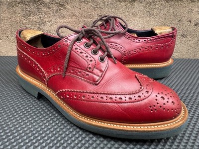 Trickers Burton Red Leather Derby Brogue Lace Up Shoes - UK 7.5 / US 8.5