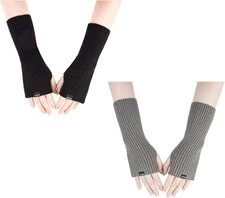 Arm Warmers Women Winter Long Fingerless Gloves Knitted Wrist Warmers with Thumb