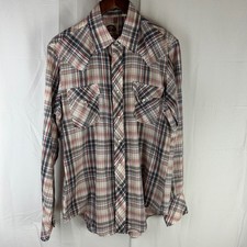 Miller Western Wear Shirt Mens 16-35 Multicolor Plaid Gold Lined Pearl Snap VTG