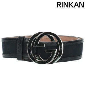 Ceinture homme Gucci à boucle GG emboîtée en cuir noir