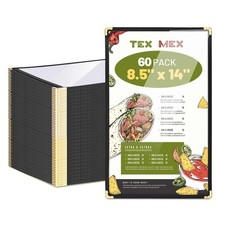 WeChef 60 Pcs Restaurant Menu Covers Holder 8.5x14" 1 Page 2 View for Bar Cafe