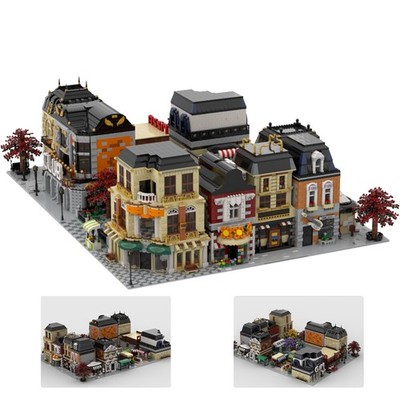 15-in-1 Modular Neighborhood with Houses & Shops 25533PCS City MOC Set