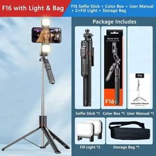 F16 Selfie Stick Tripod with 1708Mm Long 8-Section Pole, Bluetooth Remote, 360 