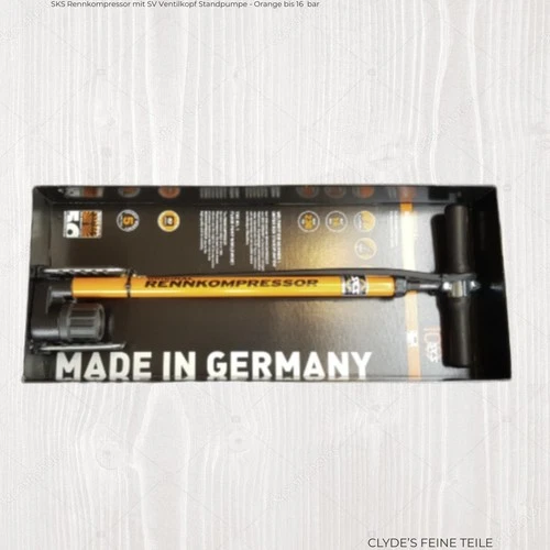 SKS Rennkompressor mit SV Ventilkopf Standpumpe - Orange bis 16  bar