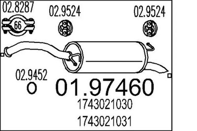 Endschalldämpfer 01.97460 MTS für TOYOTA YARIS