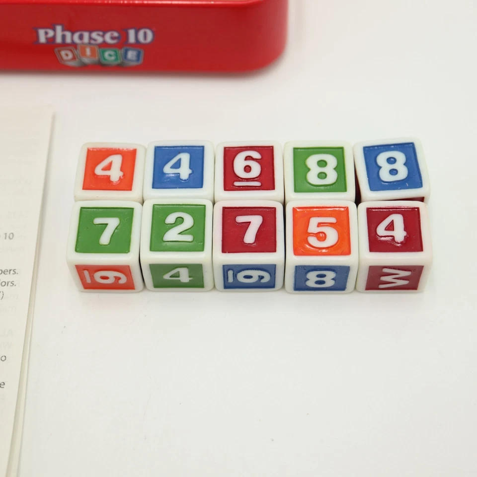 Phase 10 Dice Fundex Fun Challenging Dice Rolling Score Game 2004 Complete Tin - Image 3 of 4