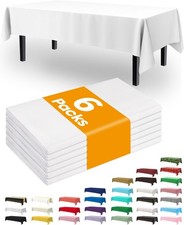 Plastic Table Cloth Disposable 6 Pack, 54 x 108 Inch Table Cloths, Party,