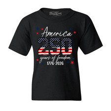 America 250 Years of Freedom 1776-2026 Kids T-Shirt American Flag Shirt