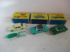 Matchbox Lesney Regular Wheels #45 Ford Corsair, #56 Fiat 1500, #64 MG 1100, box