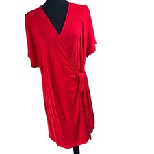Fashion Nova Red Short Sleeve Stretch Wrap Style Dress 3X NWT