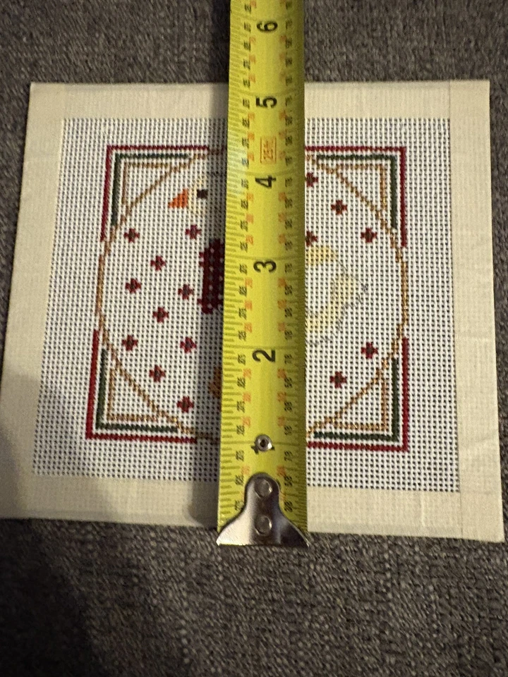 Country Duck Red Bow Hand Painted Needlepoint Canvas 18m Coaster Insert - Image 3 of 4